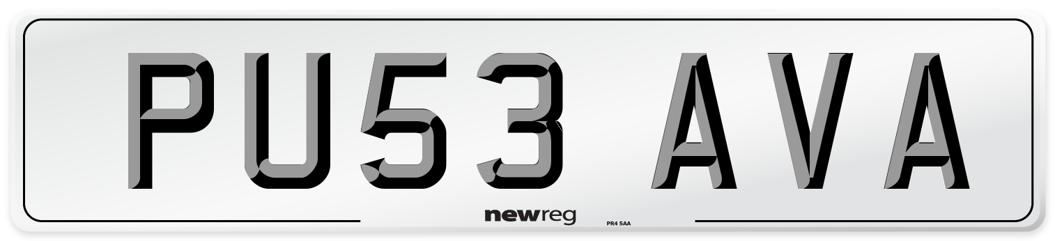 PU53 AVA Number Plate from New Reg
